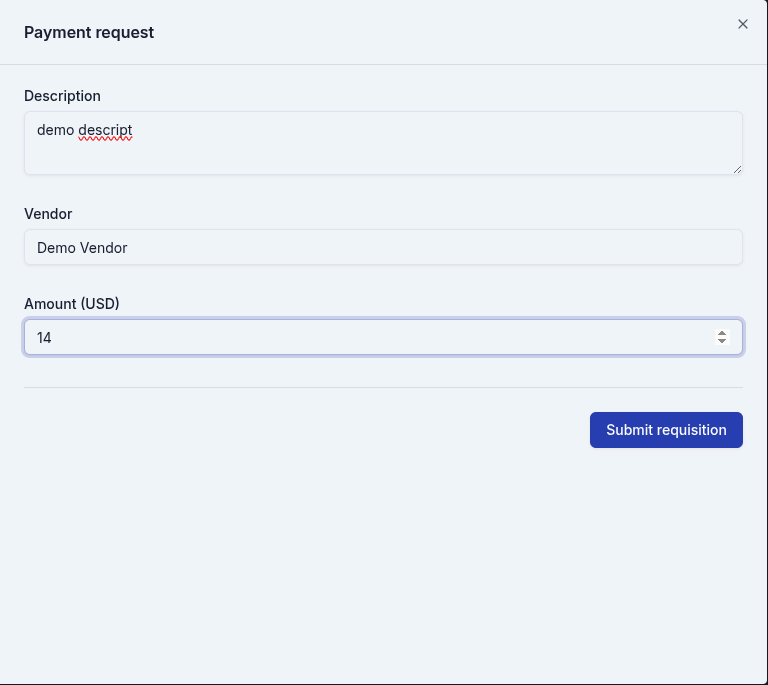 new Requisitions form
