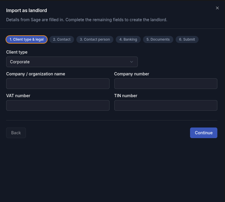 View Landlord form