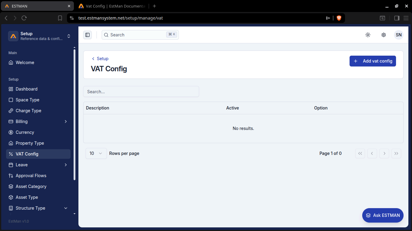 VAT config