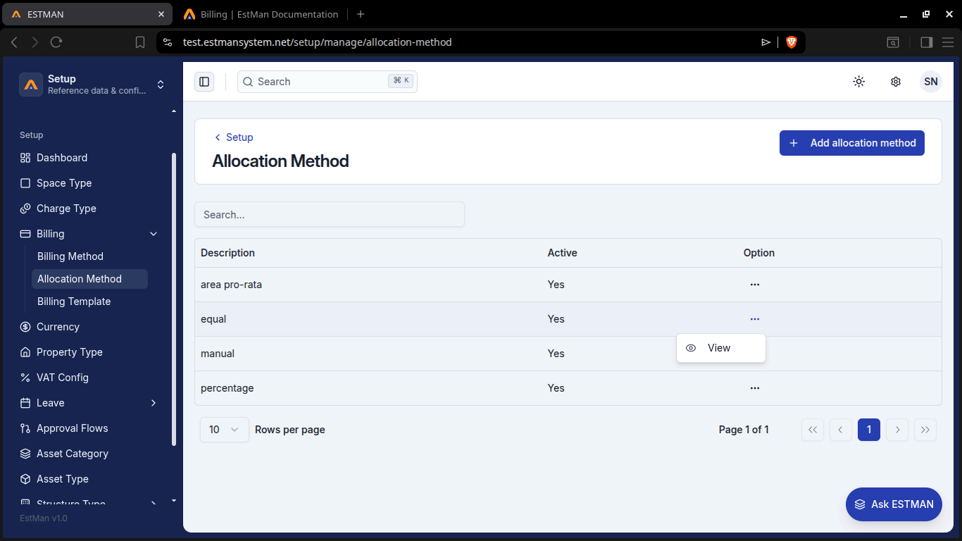 Allocation Method